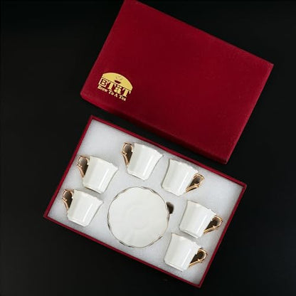 BTaT- Porcelain Espresso Cups Set, 3 oz, 6 Set, Small Coffee Mugs with Gift Box - color: White with Gift Box, size: Set of 6