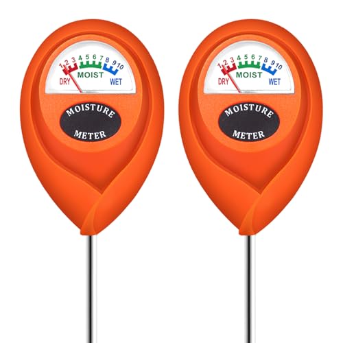 XLUX Orange 2 Pack Soil Moisture Meter, Garden Lawn Indoor Outdoor Use, Battery-Free - color: Orange 2 Pack