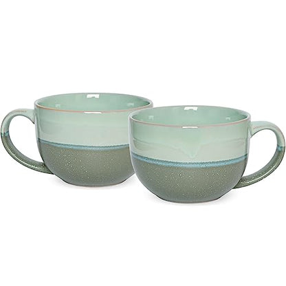 Bosmarlin Extra Large Ceramic Coffee Mug, 23 Oz, Microwave and Dishwasher Safe, Big Oversized Tea Cup for Office and Home, Reactive Glaze (Green) - color: Green