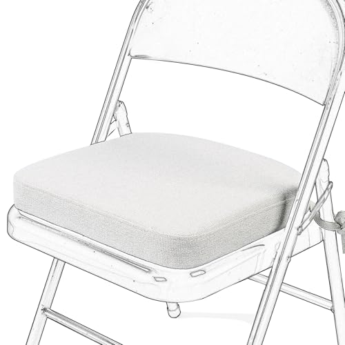 SINOSSO Memory Foam Chair Cushion for Folding Chair 1 Pcs, Thickened 2" Square Kitchen Chair Pad with Ties, Indoor Non-Slip Dining Chair Seat Cushion (1 Piece, Beige-Gray) - color: Beige-gray