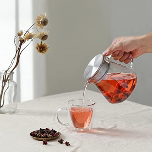 CNGLASS Insulated Espresso Glass Mugs 5.4oz/160ml, Small Clear Coffee Mugs Set of 2, Double Wall Glass Cups with Handle for Tea and Macchiato - size: 5.4oz