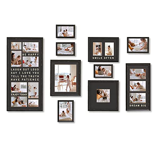 HELLO LAURA - Picture Frame Collage Large Wall Hanging Photo Frames Elegant Tree Collage Frame Gifts for Family Friends 4x6 inch Home Wall Decor Gallery Display (Black - 20 Openings) - color: Black - 20 Openings