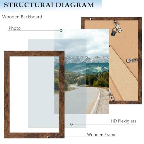 5.5x8.5 Picture Frame Deep Brown for Wall Hanging or Tabletop, Wood 5.5 x 8.5 Frame Photo Frame for Wall Horizontally or Vertically, Deep Brown,3 Pack - size: 5.5x8.5 inch