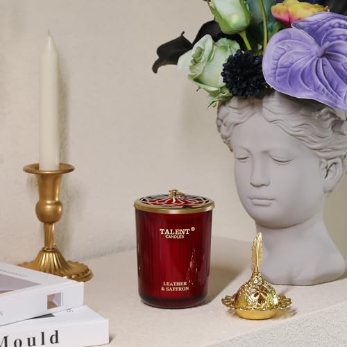 Jar Candles for Home Scented - Aromatherapy Candles Gifts for Women & Men - Natural Soy Candle - 8.4oz Traditional Style - Leather & Saffron - color: Leather & Saffron