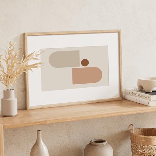 16x24 Poster Frame Set of 4 Natural Solid Oak Photo Frames with 12x18 Removable Mat Wall Hanging Large Handcrafted Frame with HD Plexiglass Wall and Tabletop Display Large Picture Frame - color: Oak, size: 16X24,4P