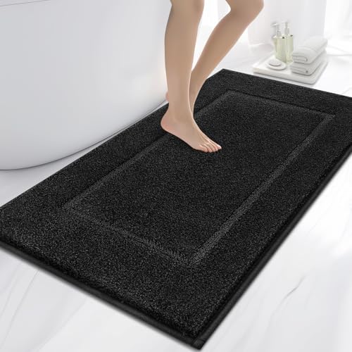 anllugs Bathroom Rugs 30" x 60", Non-Slip Extra Soft Absorbent Bath Rugs, Machine Washable Quick Dry Bath Mats for Bathroom Floor, Shower, Bathtub and Sink, Black - color: Black, size: 30" X 60"