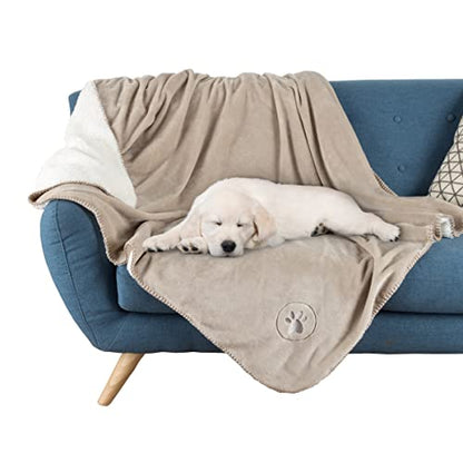 Waterproof Blanket for Dogs and Cats - Reversible 50x60 Throw for Couch, Bed, or Car Protection Against Spills, Stains, and Pet Fur by PETMAKER (Tan)