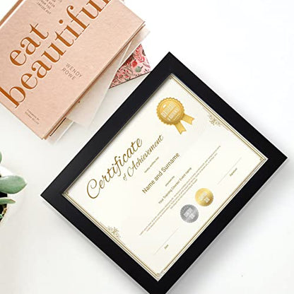 SESEAT 8.5 x 11 Frame Certificate Document Frame Set of 6, Diploma Frame for Wall and Tabletop, Black