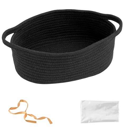 Large Woven Gift Basket Empty with Bag & Ribbon, Storage Basket for Father's Day for Dad, Baby Shower, Raffle, Birthday, Cute Organizer with Handles,13.4"x10"x5.5", Black - color: Black, size: 1 Pack - Large