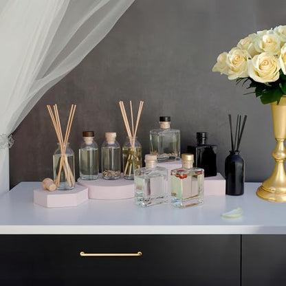 Reed Diffuser Set, Winter Eucalyptus - Bathroom Shelf Décor | Crisp Eucalyptus, Mint, Spruce, Cedar, Amber, Virginian Cedarwood, Sleek Rectangular Refillable Glass Bottle, Made in the USA - color: Winter Eucalyptus