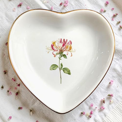 Birth Month Flower Ring Jewelry Dish Tray-Floral Ring Holder for Hippie,Nature,Pace-Birthday Gifts for Mom,Mother-in-law,Step Mom,Aunt,Grandma,Sister,Friends (6 - June (Honeysuckle)) - style: 6 - June (Honeysuckle)