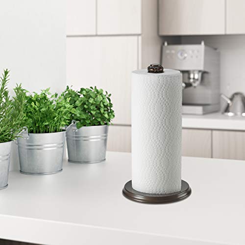 Paper Towel Holder Stand for Countertop, Decorative Freestanding | Paper Towel Holder with Non-Slip Weighted Base, Heavy-Duty & Durable, Fits Regular & Jumbo Rolls, Oil Rubbed Bronze - size: Vertical