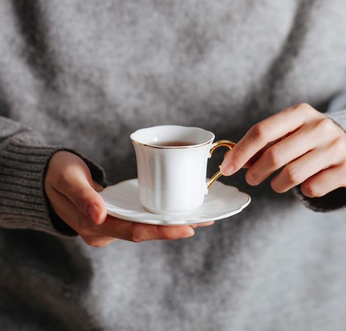 BTaT- Porcelain Espresso Cups Set, 3 oz, 6 Set, Small Coffee Mugs with Gift Box - color: White with Gift Box, size: Set of 6