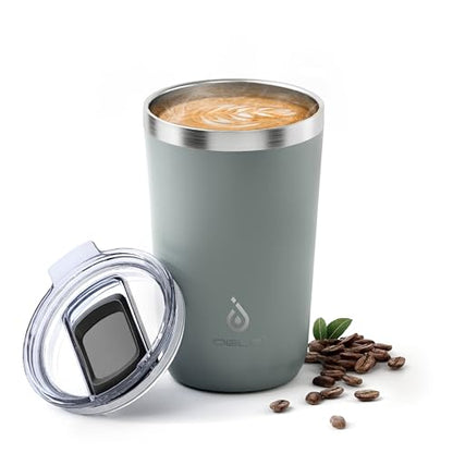 Ideus 20 oz Tumbler, Travel Coffee Mug with Splash Proof Sliding Lid, Double Wall Stainless Steel Vacuum Insulated Coffee Mug for Home and Office, Keep Beverages Hot or Cold, Gray - color: Gray