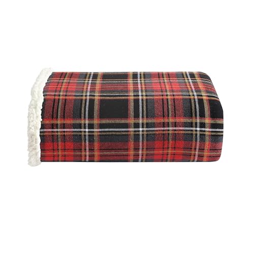 Eddie Bauer - Blanket, Super Soft Reversible Sherpa & Brushed Fleece Bedding, Throw Blankets for Couch, Ideal for Lounging (Mountain Tartan Red) - color: Mountain Tartan Red