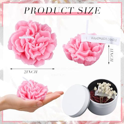 Threlaco 12 Pcs Flower Bridal Candles Set Bridesmaid Gift,Red Gradient | 2" Wax Scented Candle Bulk, with Dried Flower and Cans, for Wedding Shower Proposal Anniversaries Women Christmas Party Favor - color: Red Gradient