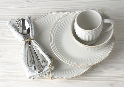 Lenox White French Perle Groove 4Pc Place Setting, 6.95 LB - style: 4-Piece Place Setting