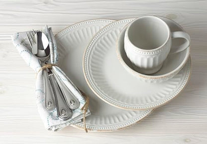 Lenox White French Perle Groove 4Pc Place Setting, 6.95 LB - style: 4-Piece Place Setting