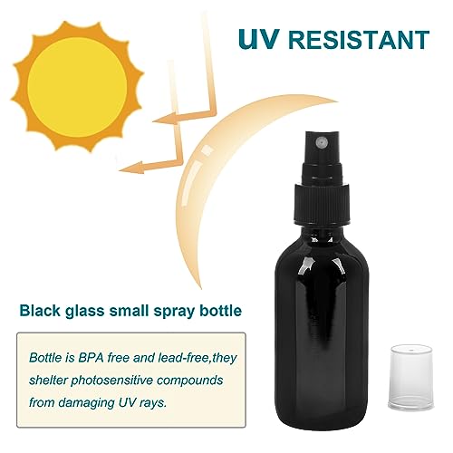 NOOEEISS Black Glass Small Spray Bottle 2 oz 24 Packs,Fine Mist Sprayer Small Clear Bottles,Refillable Containers mini spray bottles for Cleaning Solutions and Skin Care (Black 24pcs) - color: Black, size: 24Pack