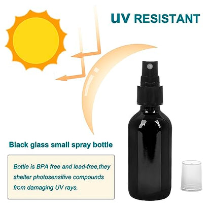 NOOEEISS Black Glass Small Spray Bottle 2 oz 24 Packs,Fine Mist Sprayer Small Clear Bottles,Refillable Containers mini spray bottles for Cleaning Solutions and Skin Care (Black 24pcs) - color: Black, size: 24Pack