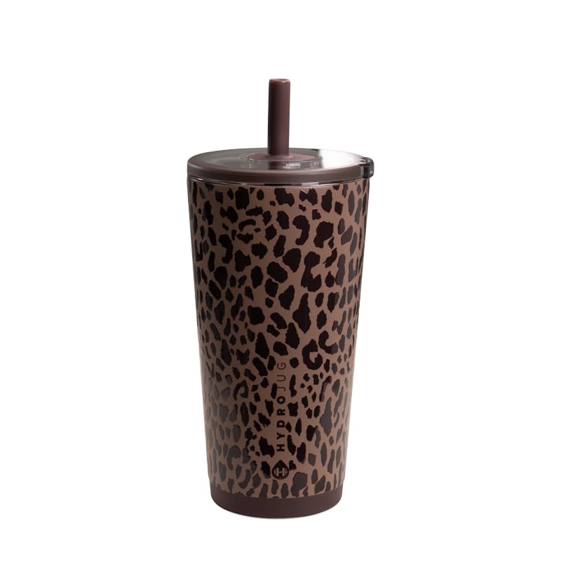 HydroJug Everyday Tumbler 20 oz, Ceramic-Lined Straw Cup, Brown Leopard - color: Brown Leopard, size: 20 Ounces