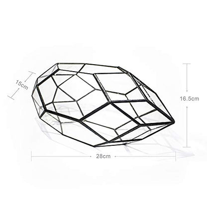 Ferris Island Handmade Glass Home Geometric Glass Succulent Flowerpot | Ideal for succulents, air plants, moss, mini ferns, and DIY terrarium arrangements with natural decorative accents. - size: 5.9"L x 11"W x 6.5"H