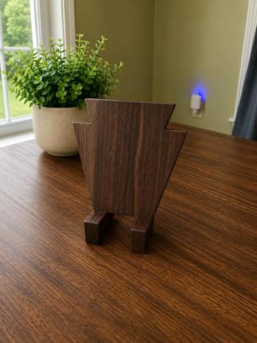 Modern Wooden Desk Decor, Abstract Geometric Tabletop Sculpture, Dark Brown Minimalist Decorative Accent for Home Office Living Room Bedroom, Handcrafted Wood Art Piece