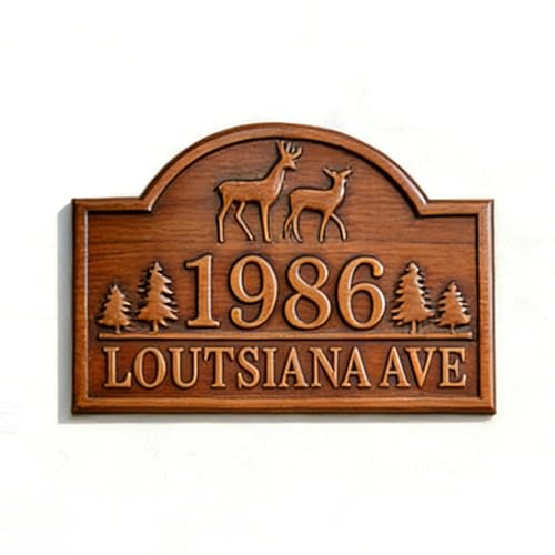 Wood House Address Plaque House Numbers for Outside,Personalized Address Numbers for House, Modern House Number Sign Plaque, Metal Address Yard Sign,Numbers for House Address - color: Style 2