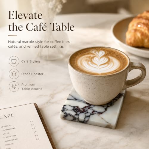 Calacatta Viola Marble Trinket Tray, 4-Inch Square Stone Coaster | Natural marble for rings, earrings, keys, candles and perfume; compact 4-inch square, flat rimless tray, one piece included. - color: Slap 10x10cm