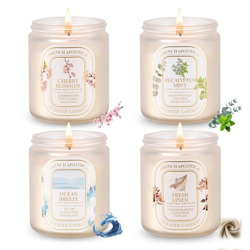 4 Pack Scented Candles for Women: Natural Soy Candles for Home Scented | Long-Lasting Aromatherapy Candle Set, Candle Gift Set with Eucalyptus Mint, Floral & Fresh Scents, Relaxation Gifts for Women - color: Scented Candles-4 Pack