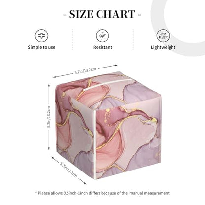 Pink Gold Liquid Marble Tissue Box Cover Square,Modern Marble Texture Tissue Box Holder Waterproof Leather Facial Paper Organizer Dispenser for Bathroom Home Car Nightstand Vanity Desk - color: Color-1