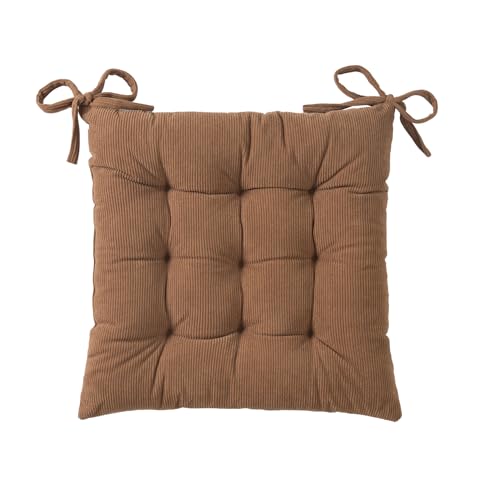 HLOVME Corduroy Chair Cushion with Ties Ultra Soft Warm Floor Cushion for Kids Reading Nook Comfortable Square Seat Cushion for Adult 15.7”x15.7”, Khaki - color: Khaki, size: 1 Count (Pack of 1)