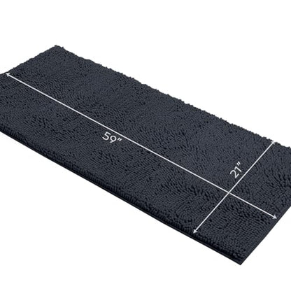 LuxUrux Runner Bath Mat-Extra-Soft Plush Bath Shower Bathroom Rug,1'' Chenille Microfiber Material, Super Absorbent Shaggy Bath Rug. Machine Wash & Dry (21 x 59 Inch, Charcoal) - color: Charcoal, size: 21'' x 59''