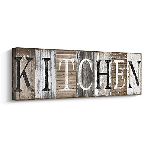 Pinetree Art Rustic Farmhouse Kitchen Wall Decor Canvas Prints Kitchen Signs Wall Decor (With Solid Wood Inner Frame) - color: Kitchen, size: 17"L x 6"W