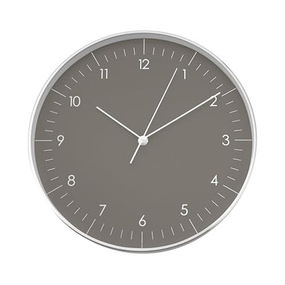 Modern Silent Quartz Wall Clock, 12in, Dark Grey & Gold | Chic & Minimalist, Non-ticking, Analog, Arabic numerals, Easy-to-read, Battery operated, for Living Room, Mantel, Foyer - color: Dark Grey, 12"