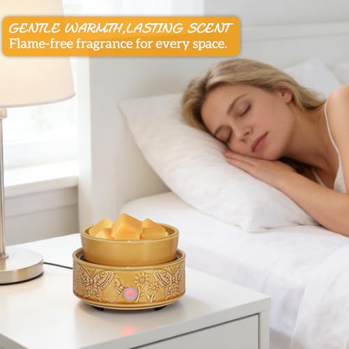 3-in-1 Wax Melt Warmer for Scented Wax, Butterfly Ceramic Wax Warmer | Fragrances Candle Oils, Home Fragrance Burner,Electric Candle Warmer for Mom Women(Yellow) - color: Yellow Butterfly