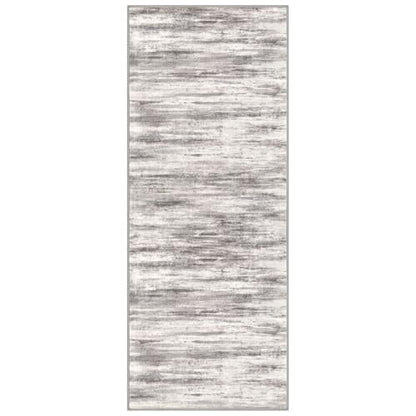 KOZYFLY Modern Abstract Washable Rug Runner 2x5 Hallway Rug Runner Non-Slip Soft Kitchen Runner Rugs, Grey/Light Beige/Brown Striped Carpet for Entryway Bathroom - color: Grey/Light Beige/Brown, size: 2' x 5' (Runner)