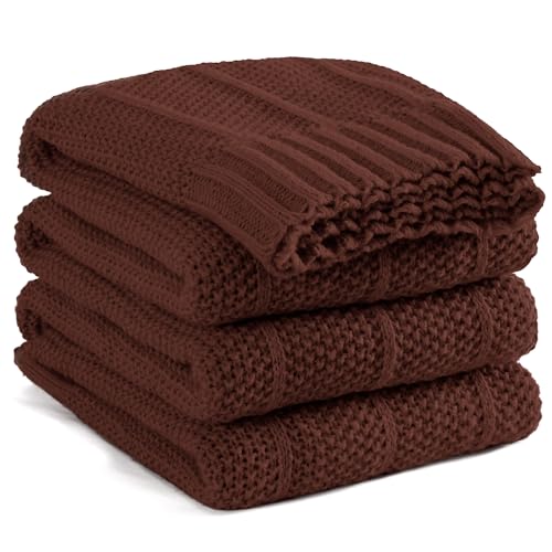 Carriediosa Knit Throw Blanket for Couch 60x80 Stripe Cable Knitted Throws | Dark Brown, Soft Textured Neutral Fall Blankets, Cozy Decorative Home Decor, Cover for Bed, Sofa & Outdoor Use - color: Dark Brown, size: 60" X 80"