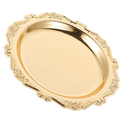 Sewroro Golden Serving Tray Round Iron Dessert Platter Snack Serving Platter for Home Entertaining and Jewelry Display - color: Golden