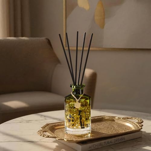 Reed Diffuser Set,Jasmine Mint Luxury Scented Diffuser with Sticks Long Lasting Home Fragrance for Bathroom Shelf Decor 6.09 fl oz (180ml)