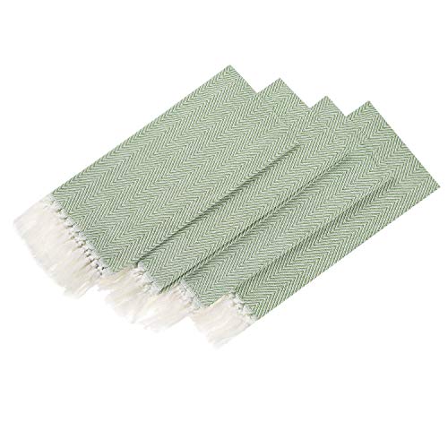 100% Cotton Hand Face Head Guest Gym Towel Set Washcloth Kitchen Tea Towel Dish Cloth Set of 4 (Green) - color: Green