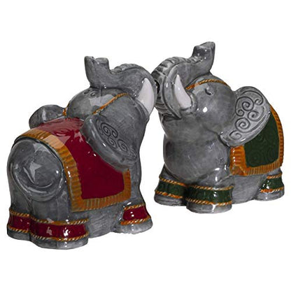Pacific Giftware Raja Elephants Ceramic Salt and Pepper Shakers Set