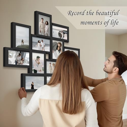 Jerry & Maggie - Photo Frame 24x24 Square Storm Eye Black PVC Picture Frame Selfie Gallery Collage Wall Hanging for 6x4 Photo - 12 Photo Sockets - Wall Mounting Design - color: Black