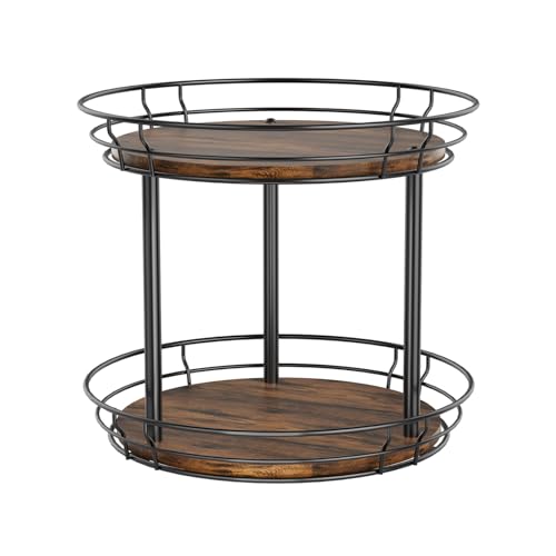LAMU 10'' Lazy Susan Turntable Organizer, 2 Tier Round Rotating Spice Rack Organization for Kitchen Cabinet and Countertop, Wooden Lazy Susan for Table Top, Pantry, Bathroom, Vanity, Home Decor - size: 10in - 2Tier