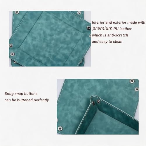 Valet Tray Desktop Storage Organizer – Vegan Leather Catchall Bedside Vanity Tray Nightstand Caddy Holder for Remote Controller, Watch, Keys, Phone, Wallet, Coin, Jewelry, Stone Green - color: Stone Green