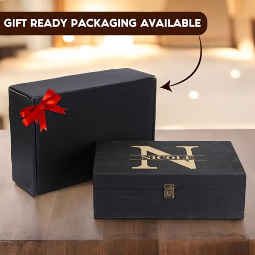 Personalized Wooden Keepsake Box – Custom Engraved Split Monogram Memory Box with Name & Date, Elegant Storage Chest Gift for Special Occasions - style: 8. Split Monograms