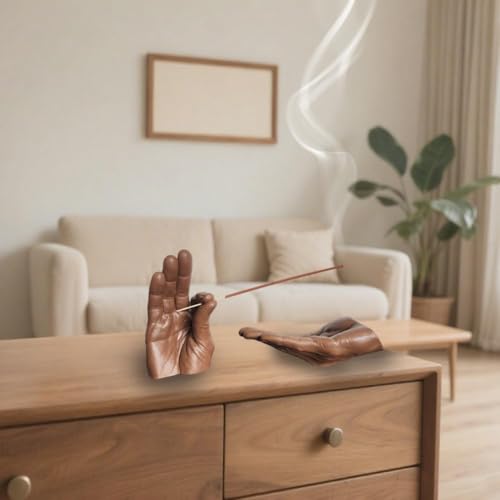 Hand Statues Incense Holder - Incense Burner Ash Catcher, Handcrafted Incense Stick Holder with Ash Catcher, Artisan Incense Burner for Meditation & Yoga (Brown) - color: Brown