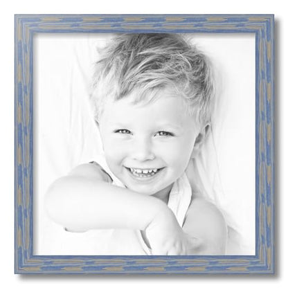 ArtToFrames 18x18 inch Deep Periwinkle Barnwood Frame Wood Picture Frame, 2WOM0066-56673-YBLU-18x18