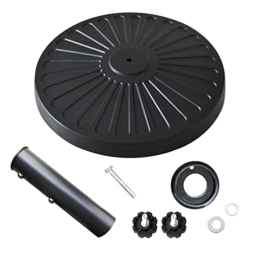 EliteShade USA 18" Patio Umbrella Base Stand, 30LBS Heavy Duty Cast Resin Outdoor Umbrella Stand Holder With 2 Adjustable Knobs for Garden Table, Rust-Free Large Umbrella Base for Backyard, Deck, Lawn, Poolside Fits 1.5"-1.9" Poles, Black - color: Black