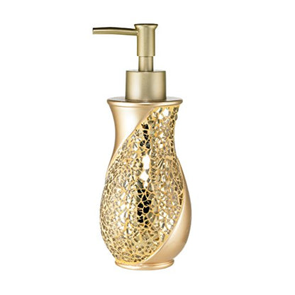 Zahari Home Sinatra Soap Dispenser/Lotion Pump Unique Design Bling Glass Mosaic Décor, Gold - color: Gold